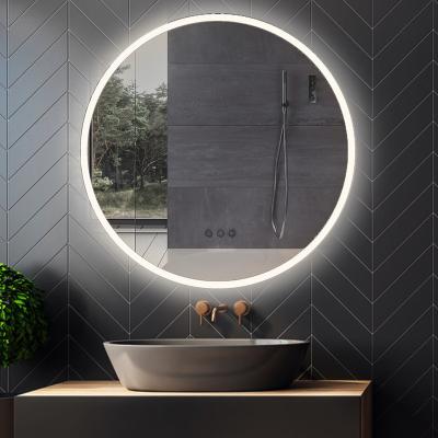 China 26 Inch LED Round Backlit Bathroom Vanity Smart Makeup Lighted Fog Mirror for sale