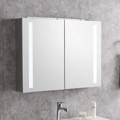 China Bi-View Modern Design Bathroom Vanity Mirror Cabinet Touch Screen LED Lighted Bathroom Mirror Cabinet for sale