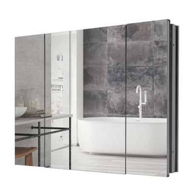 China 3 Door Modern Modern Aluminum Bathroom Medicine Cabinet With Mirror For Storage for sale