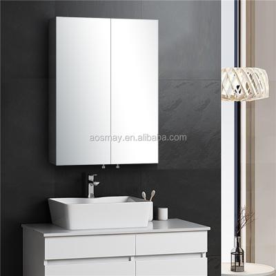 China Modern Wall Mounted Bathroom Vanity Stainless Steel Medicine Mirror Cabinet for sale