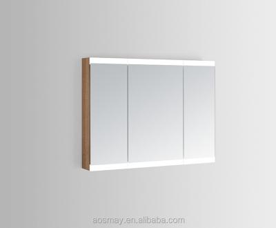 China Bathroom Wall Mounted Storage Cabinet Mirror Vanity Lighted Waterproof Plywood Wooden View With LED Lighting for sale