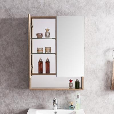 China Modern Modern Wood Mirror Cabinet Wall Hanging Vanity Bathroom Organizer with Mirror for sale