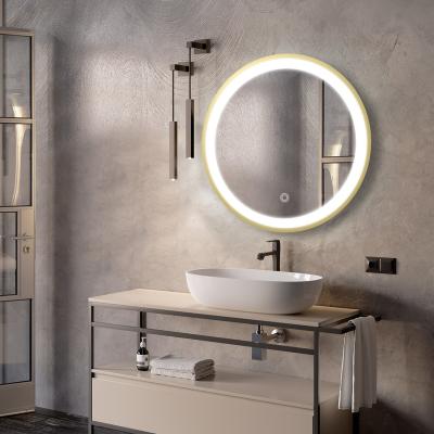 China Hot Sale Wall Mounted Bathroom Mirror Lighted Touch Switch Smart Round Bathroom Mirror for sale