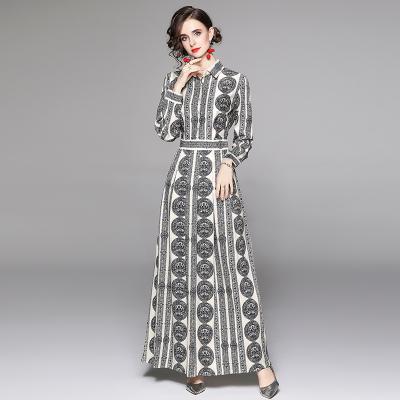 China Women's Lady Wholesale Anti-Static New Brand Print Maxi Long Shirt Dresses for sale