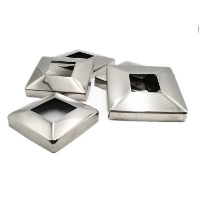 China Beautiful Stainless Steel Stair Railing Outdoor Square Base Seat Cowl 316L Stainless Steel Cover Square for sale