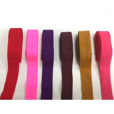 China Direct Selling Medium Soft Elastic Wholesale Nylon Line Fold Over Elastic For Lingerie 5/8 Peel Friendly Colorful Strap Band for sale