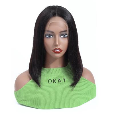 China Brazilian Straight Mink Wig With Bangs 10A Hair Wigs Short Lace Wigs for sale