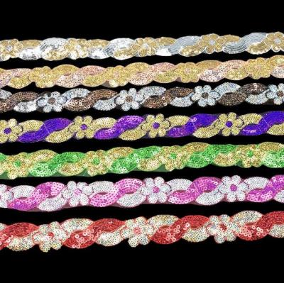 China Fashion Sequins Tulle Lace Ribbon Reverse Sequin Viable Transparent Sequin Fabric For Dance Dress Sewing Material for sale