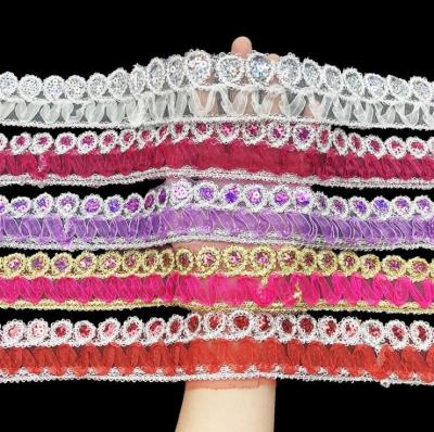 China Other 40mm For DIY Pillow Opens Decoration Mesh Embroidery Trim Ribbon Sequins Yarn Lace for sale