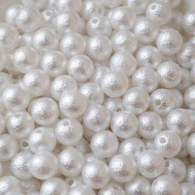 China White ACRYL 3/4/5/6/8/10/12/14mm /Beige Wrinkle Beads Handmade Necklace ABS Imitation Pearl Beads for sale