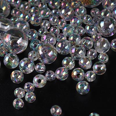 China 50-1000pcs 4/6/8/10mm Crystal Clear Acrylic Round Beads Loose Spacer Chunky Ball Beads Mixed AB Crystal Color for sale