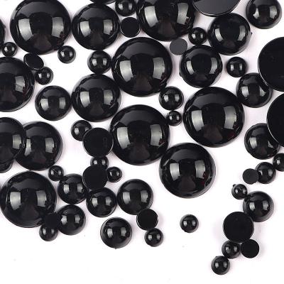 China Imitation Doll Imitation Black Eyes Pearl 5-20mm Resin Flatback Pearl Flatback Album Half Round Pearl Beads for sale