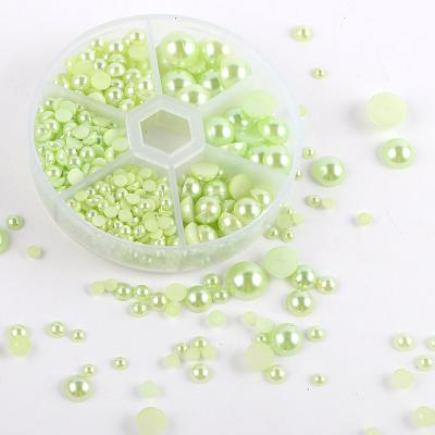 China 1Box ​​(700pcs) Crystal ABS Imitation Beads Bead Crafts Accessories Handmade Half Round Bead for sale