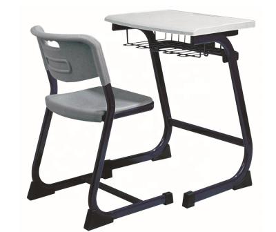 China School desk factory price steel frame school desk and steel plastic chair set with plastic top for sale