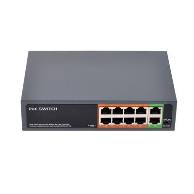 China POE BlueRaven PSE108EX V2.0 8+2 Extra 10/100Mbps mini 250meter height 48v port power over ethernet switch poe switch for sale