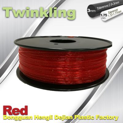 China Filamento 1.75mm vermelho de cintilação 1.3Kg/rolo do filamento flexível 3mm da impressora 3D à venda