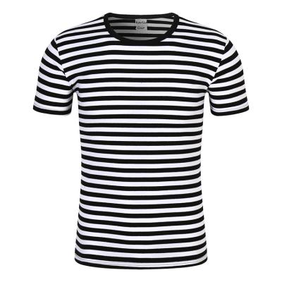 China Custom Made 100% Logo Stripe Man High Quality Breathable Cotton O-Neck Anti-Wrinkle Dry Men's T-shirts Plus Size Tees for sale