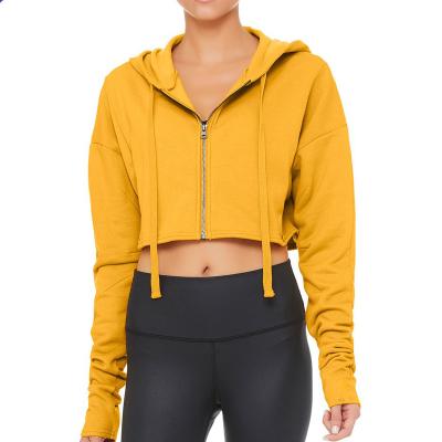 China Wholesale MAX New Anti-wrinkle fitness hoodies stylish custom logo crop top women zipper hoodies for sale