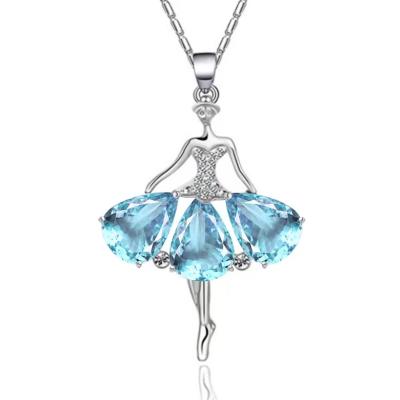 China CLASSIC Wholesale Gold Plated Colorful Crystal Chain Jewelry Woman Pendant Necklace for sale