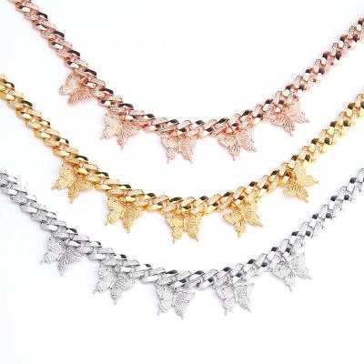 China CLASSIC High Quality Stainless Silver Necklaces Jewelry Gold Making Cuban Chain Ice Out CZ Diamond Women Necklace Jewelry for sale