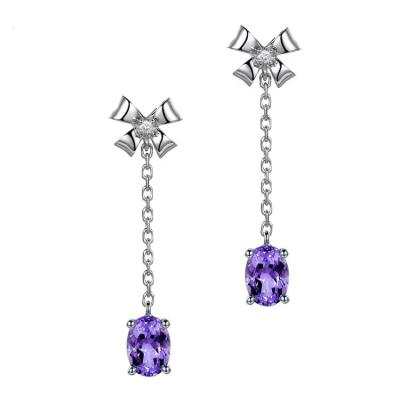 China New Trendy Designer CLASSIC Earrings Purple Crystal Beaded Tassel Butterfly Earrings for Women Girl Feather Cute Wedding CLASSIC Zircon for sale