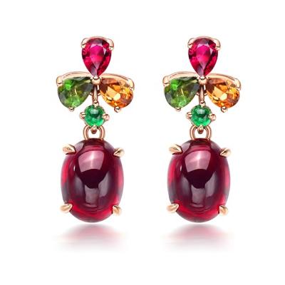 China CLASSIC Hot Sales Oval Crystal Cheap Flower Christmas Red Earrings For Women Girl for sale