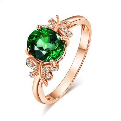 China Newcomer Designer Custom Adjustable Ring Sterling Rose Gold Women Green Crystal Single Stone Rings CLASSIC for sale