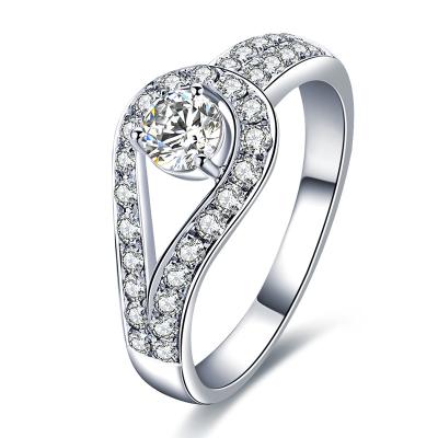 China CLASSIC New Arrival 18K Platinum Plated Dubai Bride Ring Adjustable Women Wedding Moissanite Diamond Ring for Engagement for sale