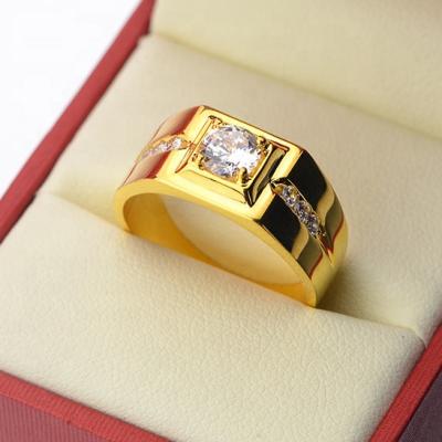 China High Quality Custom Gold Plated Hyperbola Diamond Zircon Rings 18k Dubai Gold Plated Men Ring Jewelry For Men for sale