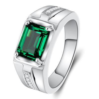 China Factory Wholesale CLASSIC Cheap Price Turkish Silver Rings Men Moissanite Diamond Emerald Ring For Friend for sale