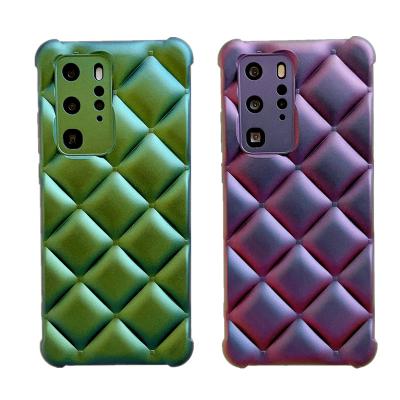 China Fashion Shockproof Down Soft TPU Jacket Gradient Color Grid Phone Case For Huawei Mate 30 P30 P40 P50 40 Pro Stripper Cover for sale