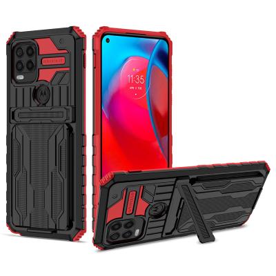 China Wallet Credit Card Slot Shockproof Hybrid Armor Shockproof Kickstand Brackect Slim Rugged Case For MOTO Motorola G Stylus 5G for sale