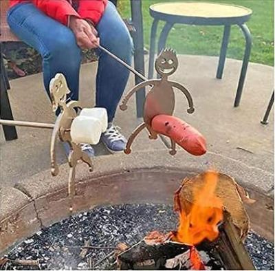 China Heat Resistance Hot Dog Boy Rotisserie Cooker Stainless Steel Novelty BBQ Machines Arbecue Bifurcates Accessories for Campfire Fire and Grill for sale