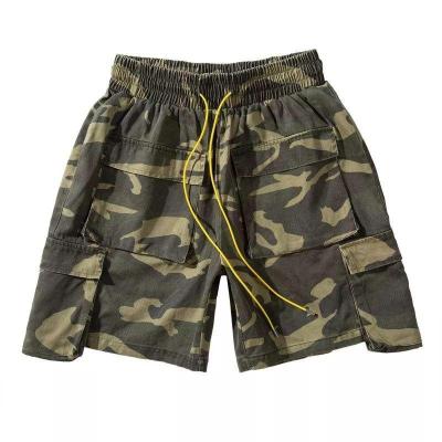 China Anti-wrinkle Custom High Quality Heavy Weight Paint Splatters Cargo Camouflage Camo Jeans Shorts Pants Men for sale