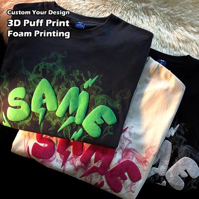 China High Quality Anti-Wrinkle 100% Cotton OEM Your Brand Custom T-shirt 3D Foam Breath Printing Logo Unisex Short Sleeve Men Plus Size T-shirts for sale