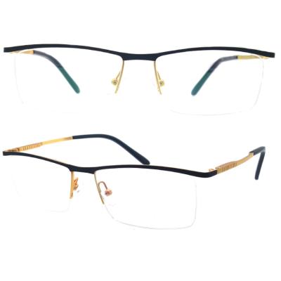 China Square Wholesale High Quality Spring Hinges Half Metal Eyeglasses Full Frame Metal Optical Frames MOQ 12 Pcs for sale