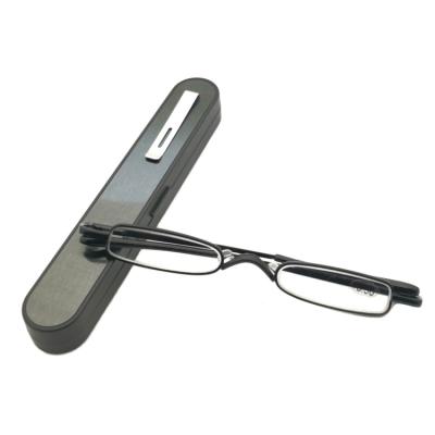 China Pen Case Reading Glass Small Metal Reading Glasses With Spring Hinges Pen Case Reading Glasses With Case for sale