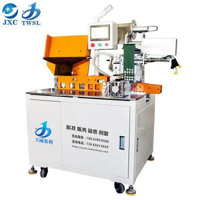 China Step motor with 18650 battery label sticker pneumatic automatic labeling machine for barley insulation paper sticking for 14450 18650 21700 32650 battery line for sale