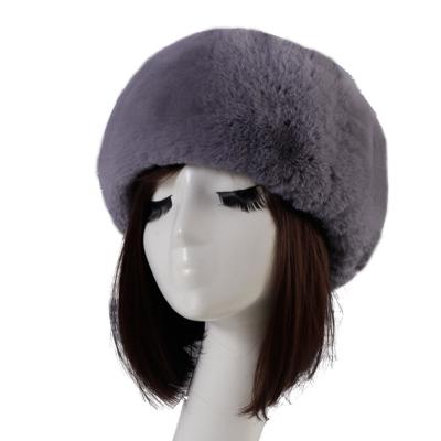 China Character Faux Rabbit Fur Winter Thick Hat Circle Hood Fashion Rabbit Plush Beret Empty Warm Top Unise for sale