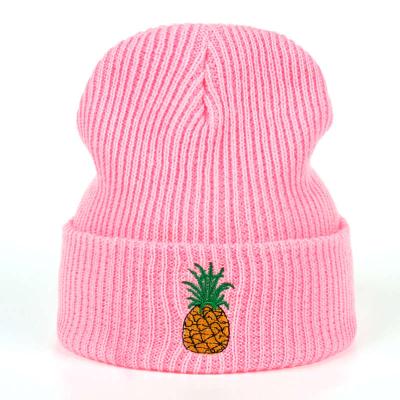 China Embroidery Pineapple Winter COMMON Hats Woman Covers Warm Skullies Beanies Knitted Hat Men for sale