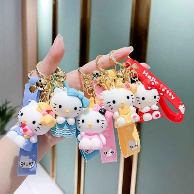 China Sanrio Plastic Creative Hello Anime Kitty Cartoon Couple Bag Keychain Accessories Toy Lovely Doll Keyring Birthday Gift for sale