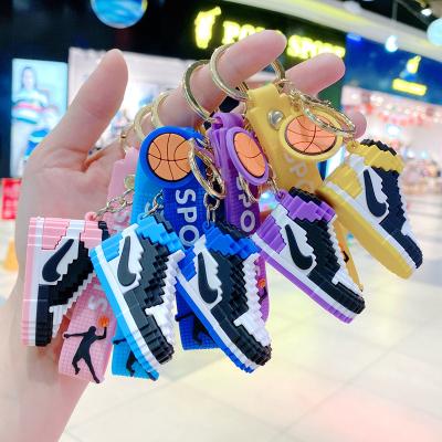 China New Mini Basketball Shoes Stereoscopic Model Keychains Car Plastic Creative Backpack Key Ring Souvenirs Enthusiast Sneakers Pendant Gift for sale