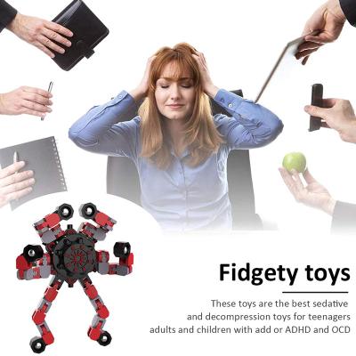 China Design Moveable Hand Spinners Fingertip Gyroscope Trigger Deformable Handheld Top Chain Mechanical Toy for sale