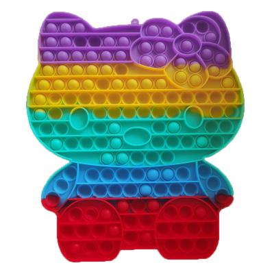 China New 30cm Head Chained Elephant Push Bubble Silicone Bouncy Toys Rainbow Sensory Toy for sale