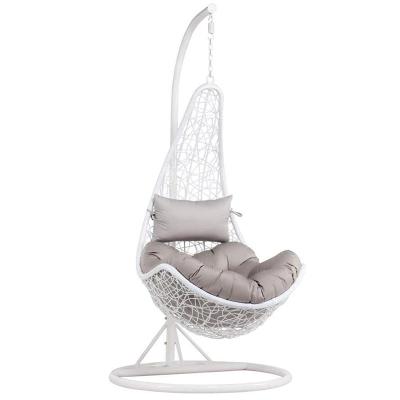 China Leisure Garden Furniture Half Moon Leaf Shape Handwoven Rattan Hanging Chair With Swing Stand for sale