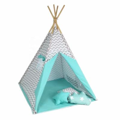 China Portable Soft Toy Cotton Canvas Four Poles Indian Teepee Tent For Kids for sale