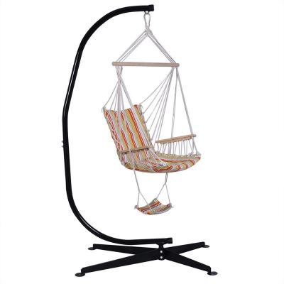 China Amazon Arming Rope Nordic Hot-selling Stripe Padded Sofa Hammock Chair With Swing Stand for sale