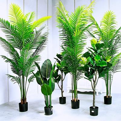 China interior & Outdoor Artificial Home Decor Bonsai Tree Palm Tree Bonsai Decoration Plants Plastic Pots Garden Landscaping Palm Indoor Modern Fake Plants for sale