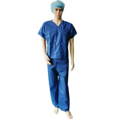 China v collar disposable protective suits thread sewing hospital scrub sets raw material for sale