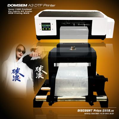 China Garment shops (big promotion) DOM SEM Professional &senior a3 dtf printing equipment maker pet movie dtf printers for all fabric T-shirts for sale